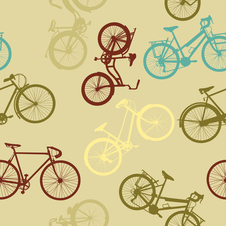 Vintage style bike seamless patternのイラスト素材