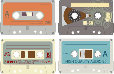 Compact cassette vector packのイラスト素材