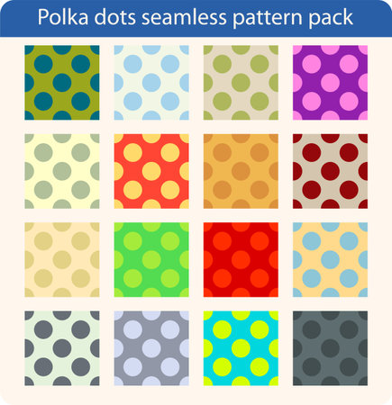 Polka dots vector pattern packのイラスト素材