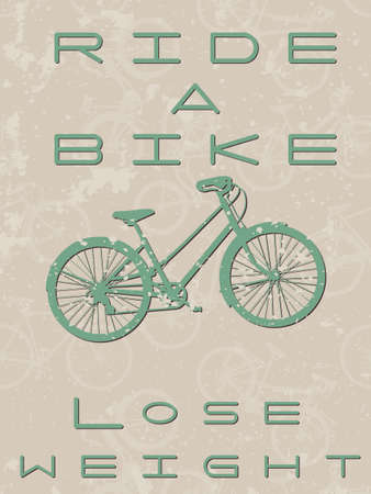 Vintage style poster with a bike and text - ride a bike, lose weightのイラスト素材