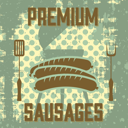 Vintage style poster with sausagesのイラスト素材