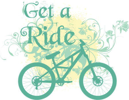 Vector illustration of a bike silhouette with floral ornamentsのイラスト素材