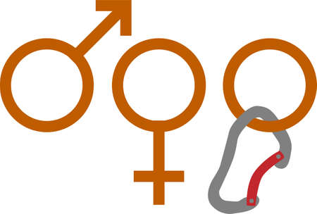 Vector illustration of gender sign suggesting three genders   male, female and climbingのイラスト素材