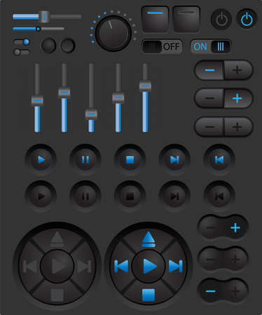 Vector pack with digital buttons and bars for player and other controlsのイラスト素材