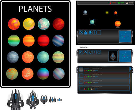 Vector elements for space strategy gamesのイラスト素材