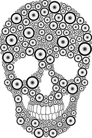 Vector skull created from bike wheelsのイラスト素材