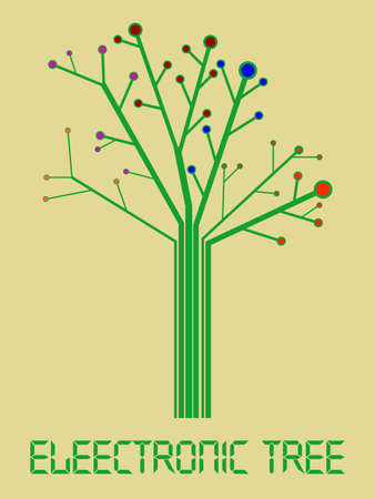 Vector illustration of abstract electronic treeのイラスト素材