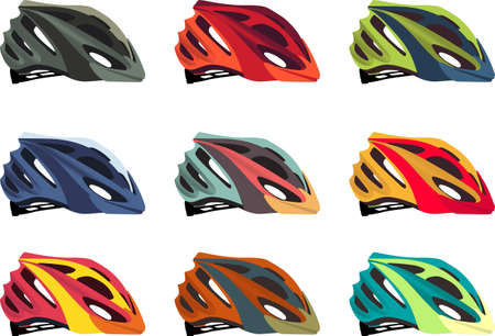 Colorful bike helmet vector packのイラスト素材