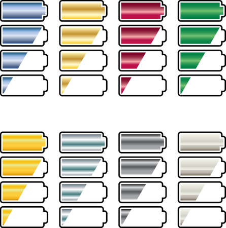 Battery icons vector packのイラスト素材