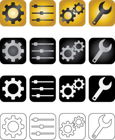 Various settings icons vector packのイラスト素材