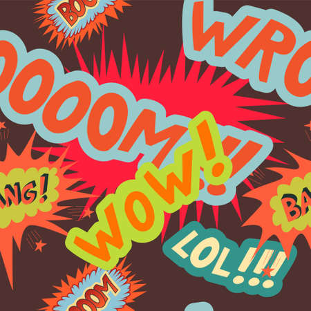 Seamless pattern with multicolored comic sound effectsのイラスト素材