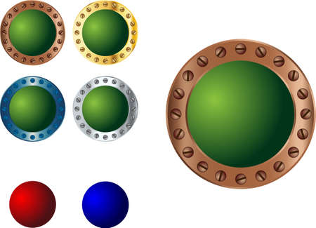 Glass metal buttons packのイラスト素材