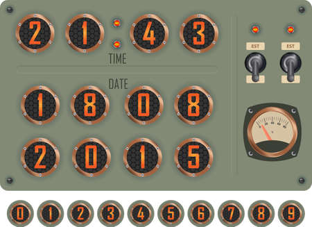 Vintage style clock with cold cathode display illustrationのイラスト素材