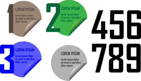 Numbered round stickers vector templateのイラスト素材