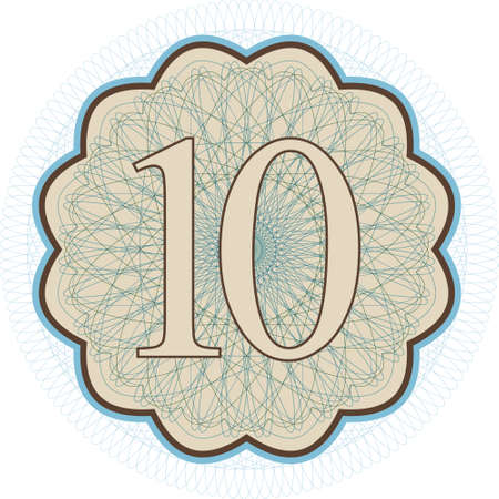 Editable guilloche vector pattern with number 10 on itのイラスト素材