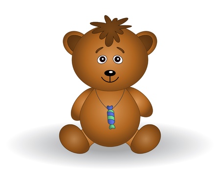 Toy teddy bear with a sweet on a neck.のイラスト素材
