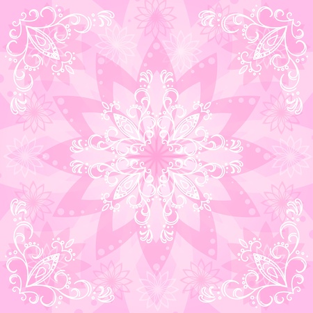 Abstract pink and white floral background, flowers silhouettes and contours  Vectorのイラスト素材