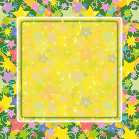 Abstract background with frame  colorful stars and circles  のイラスト素材