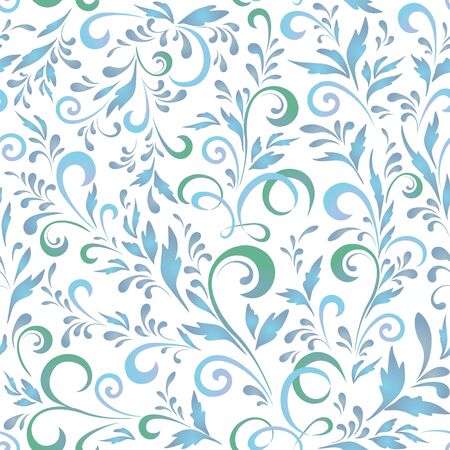 Seamless floral background, symbolical silhouette flowers on white  Vectorのイラスト素材