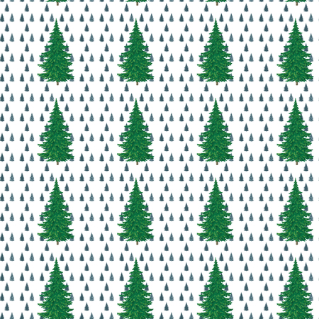 Christmas decoration, painting, hand-draw fir trees. Seamless patternの写真素材