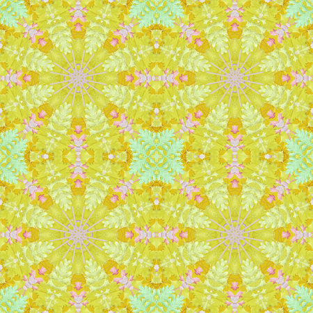 Artistic background, abstract seamless floral pattern with colorful leaves of plants