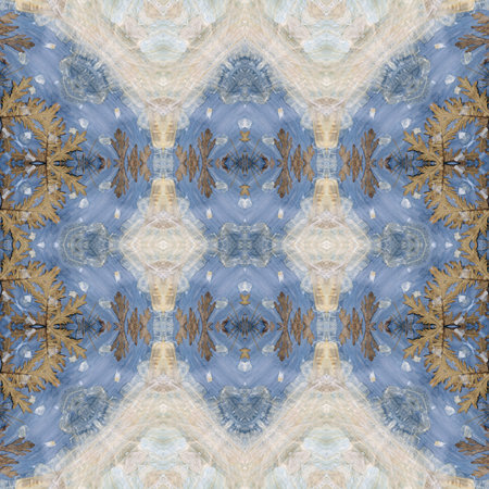Abstract artistic seamless pattern, handmade floral ornament, applique from painted garlic husks,...