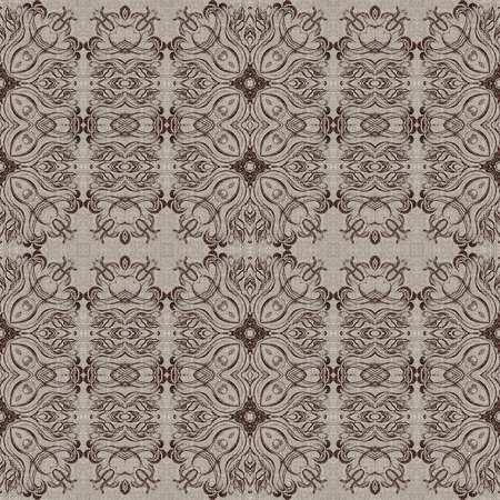 Seamless artistic background, abstract graphic pattern on vintage linen canvasの写真素材