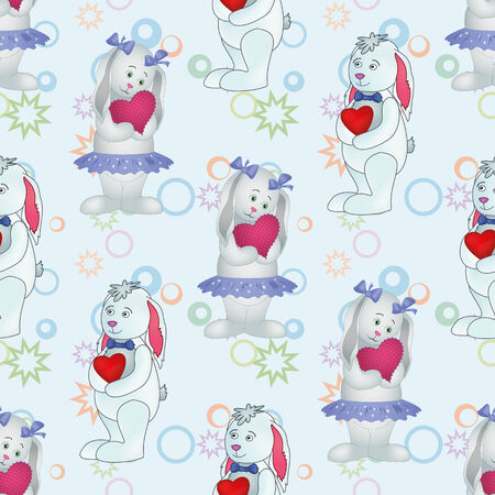 Seamless pattern cartoon Easter Bunnies のイラスト素材