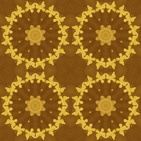 Seamless background, wooden veneer marquetry, artistic pattern with butterflies