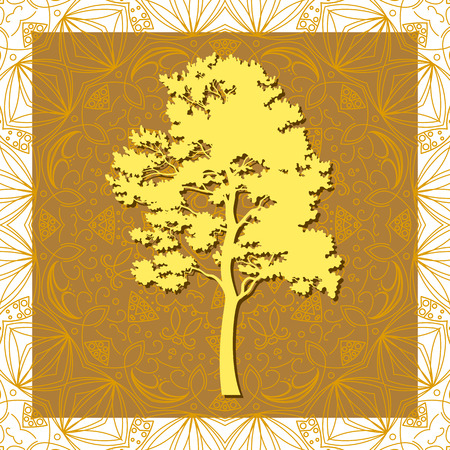 Pine Tree Silhouette on Abstract Brown Background, Element for Seamless Tile Pattern. Vectorのイラスト素材