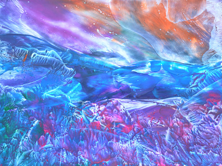 Abstract Picture, Oil Painting on a Canvas, Landscape, Symbolical Mountainの写真素材