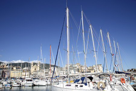 Sailingboats in a harborのeditorial素材