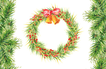 Christmas watercolor card.の写真素材