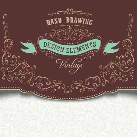 hand-drawing vintage flourishes and frames.のイラスト素材
