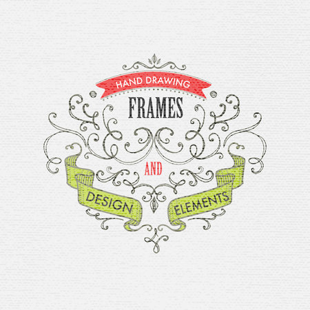 Hand-drawn vintage frames.のイラスト素材