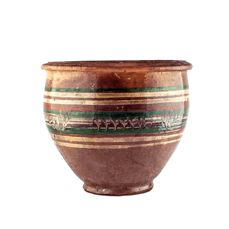 Old ceramic pot  Isolated on whiteの写真素材
