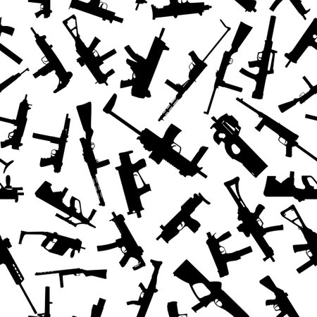 Weapons silhouettes on white  Seamless pattern  Vector EPS10  のイラスト素材