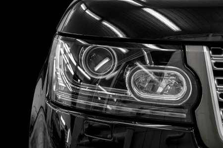 Closeup headlights of car  の写真素材