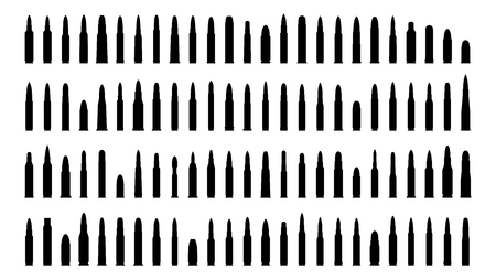 Ammunition silhouettes set  Isolated on white  のイラスト素材