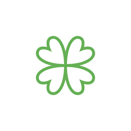 Clover with four leaves sign icon. Saint Patrick quatrefoil luck symbol. Business abstract logo. Vector EPS10.のイラスト素材