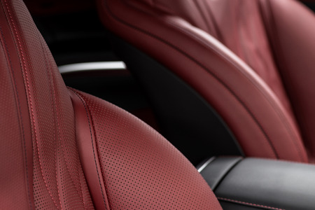 Modern luxury car interior background. Leather seats.の写真素材