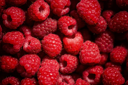 Fresh red raspberries background.