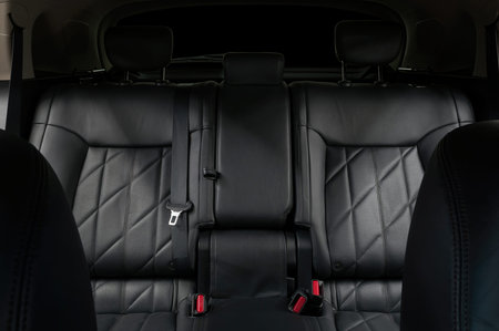 Leather seats in modern car. Interior detail.