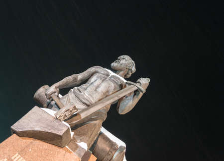 Unusual interior. From another angle. Winter, night walk. Blizzard Black background and snowflakes cometsの写真素材