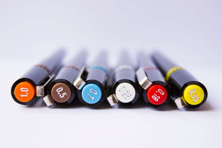 Technical pens on a white background.の写真素材