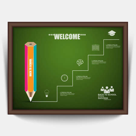 Education pencil staircase success Infographicsのイラスト素材