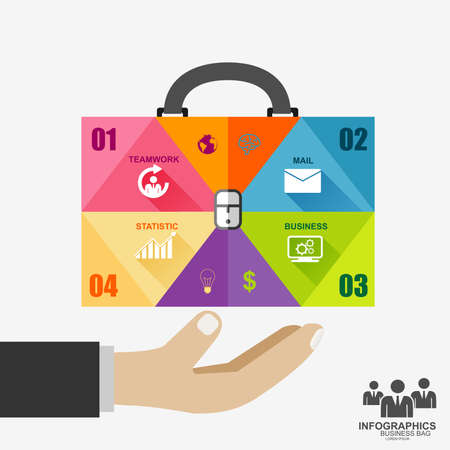 Infographic businessman hand hold business bagのイラスト素材