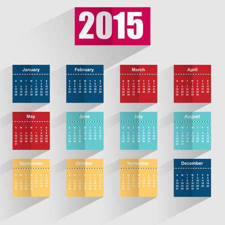 Flat simple 2015 calendar with shadowsのイラスト素材
