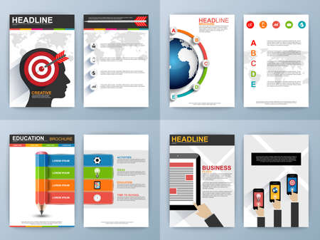 Set of Flyer, Brochure Design Templates. Online Services Infographic and statistic Concept.のイラスト素材