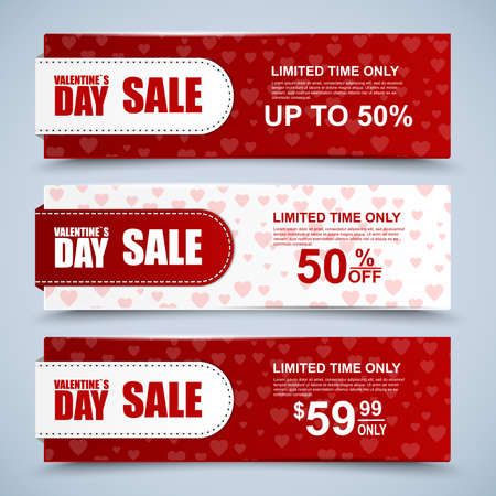 Collection Happy Valentines Day bannersのイラスト素材